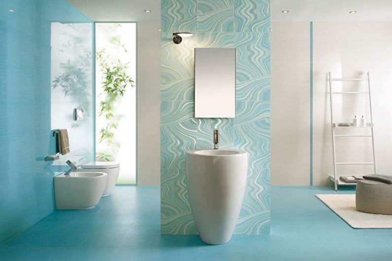Tyrkysová minimalistická koupelna - design interiéru
