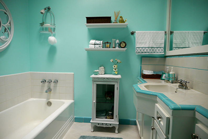 Tyrkysový design koupelny - nábytek a instalatérské práce