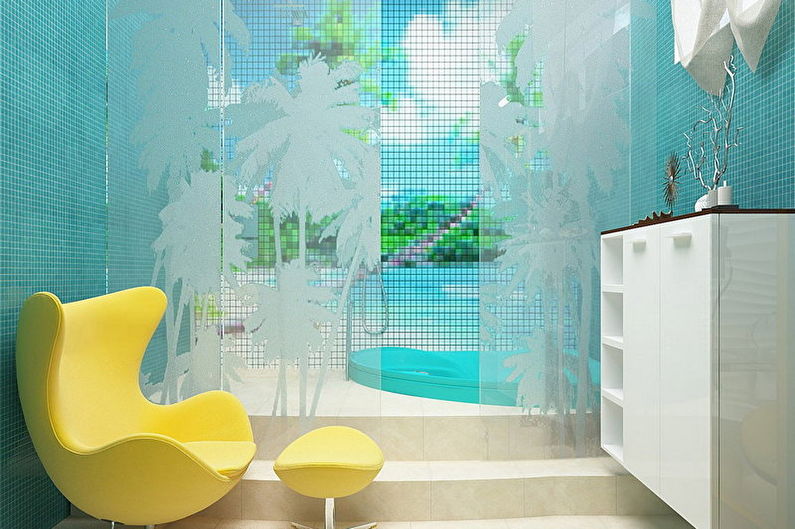 Tyrkysová minimalistická koupelna - design interiéru