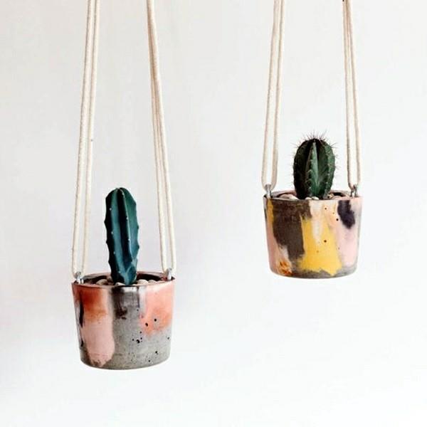 Zrób swój własny wiszący kosz ceramiczny kaktusy z betonu