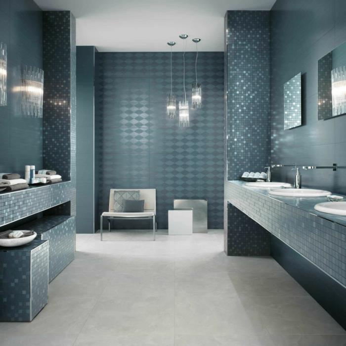 carrelage salle de bain carrelage sol clair carrelage mural bleu mosaique