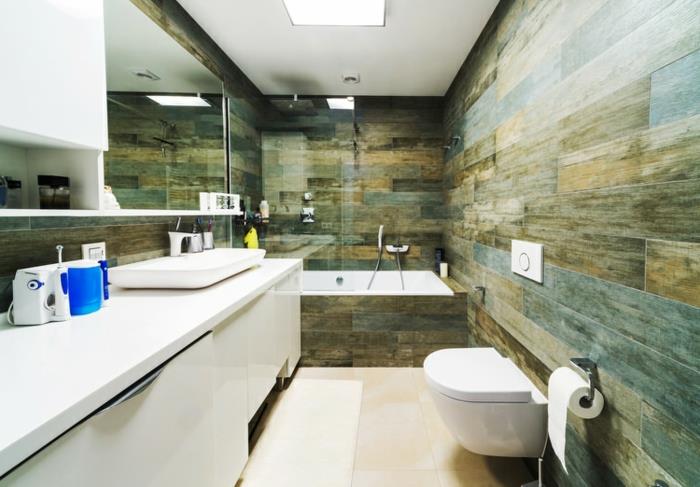 revêtement de sol de salle de bain carreaux de sol légers carreaux de mur colorés miroir