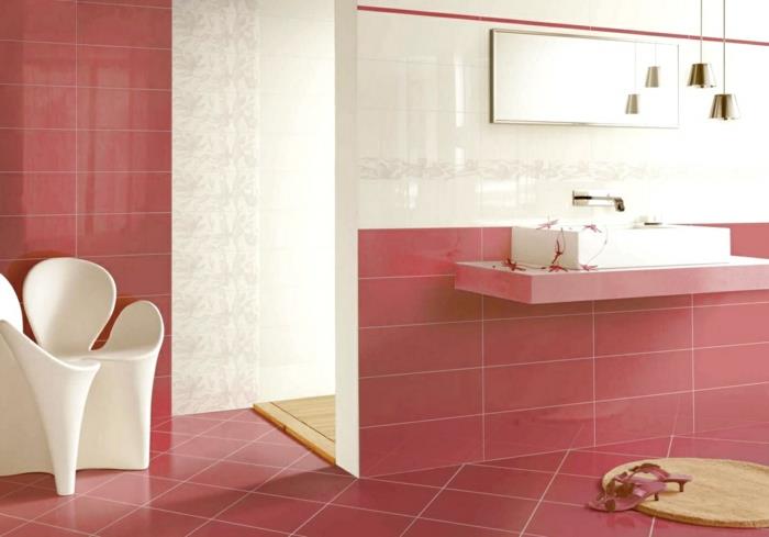 revêtement de sol design salle de bain céramique couleur accents blancs design de salle de bain