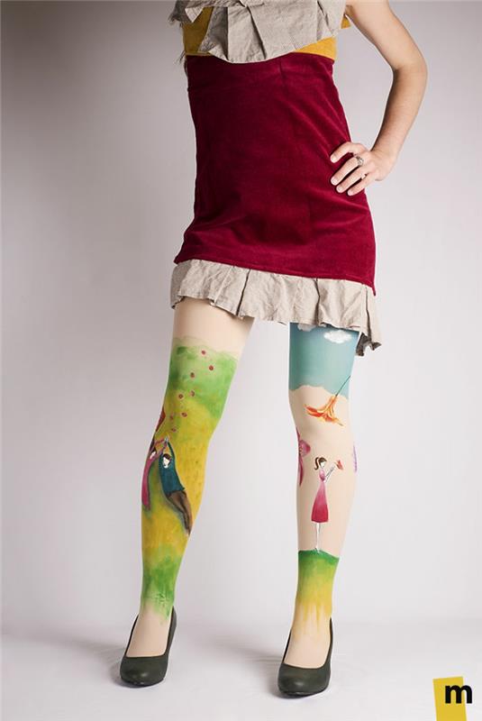 body painting printemps mode dames collants de mode peints