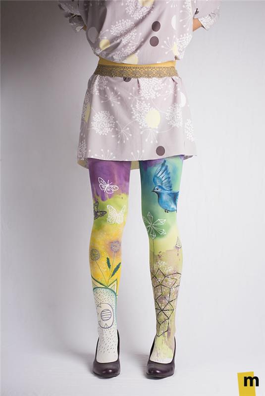 body painting collants oiseaux modernes papillons fleurs