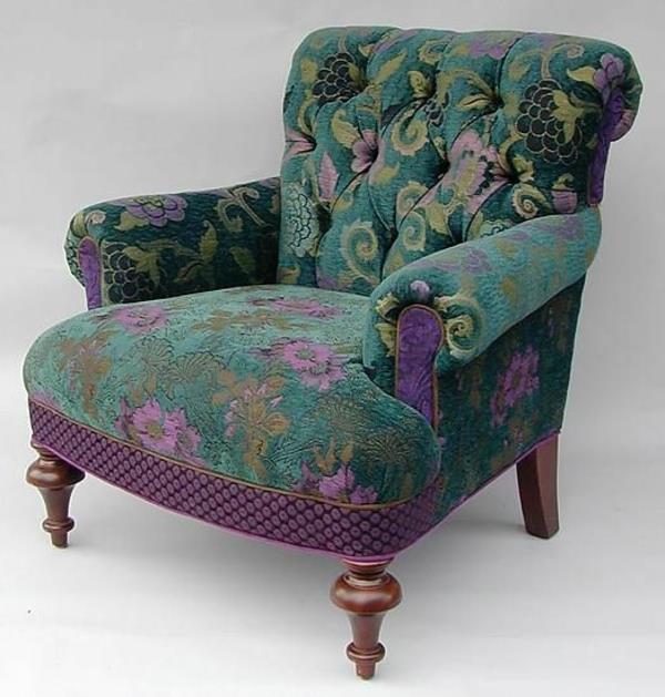 kolorowy fotel mary lynn design tapicerowany