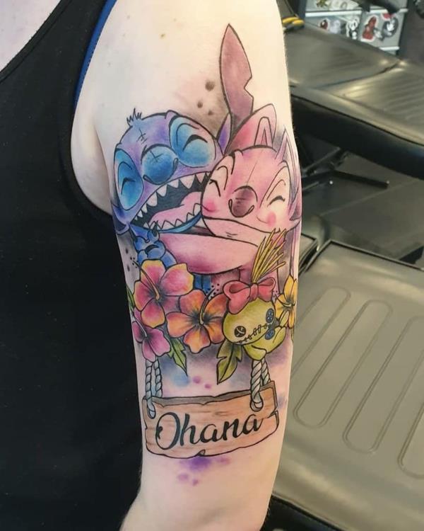 tatouage ohana coloré tatouage aquarelle