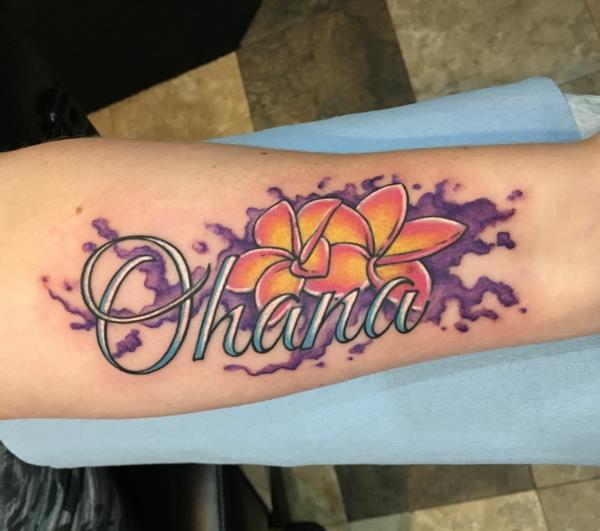 aquarelles colorées de tatouage ohana