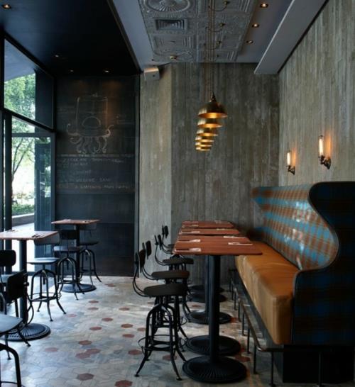 cool grunge designs d'intérieur café ameublement canapés tables tabourets de bar maigre