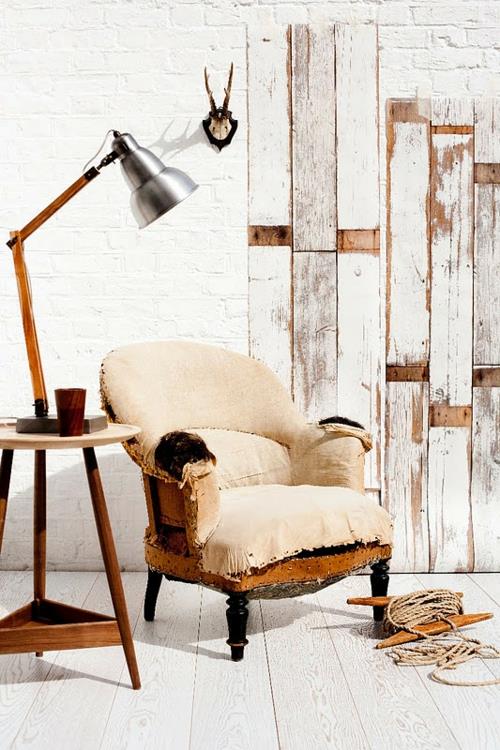 design d'intérieur cool grunge fauteuil design de mur en bois de style vintage