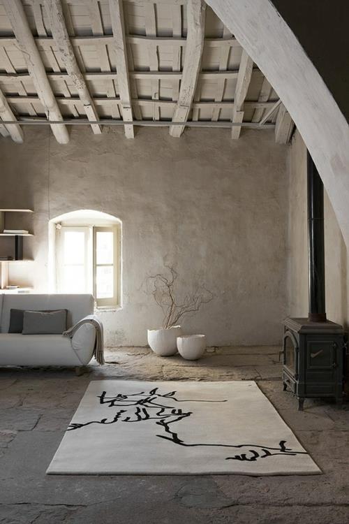 cool grunge designs d'intérieur tapis blanc sol en béton grenier