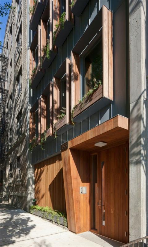 nowoczesna fajna fasada rezydencji mieszkania USA drewno