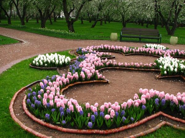 design de jardin cool parterres de fleurs design bleu rose
