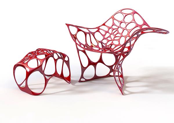 fajne projekty mebli ogrodowych czerwony stolik boczny na krzesło batoidea