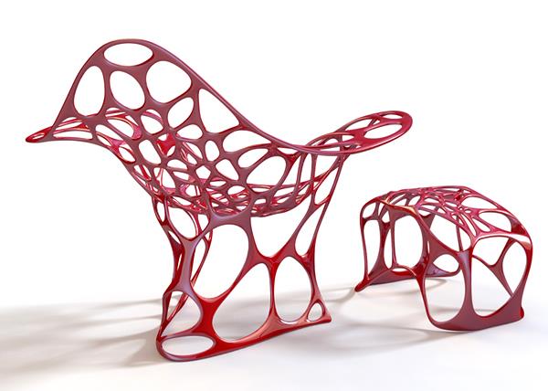 fajne projekty mebli ogrodowych czerwone krzesło batoidea czerwone