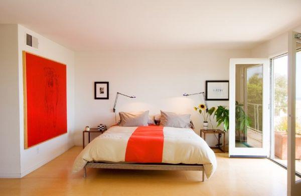 fajna paleta kolorów sypialni akcenty nasycony pomarańczowy