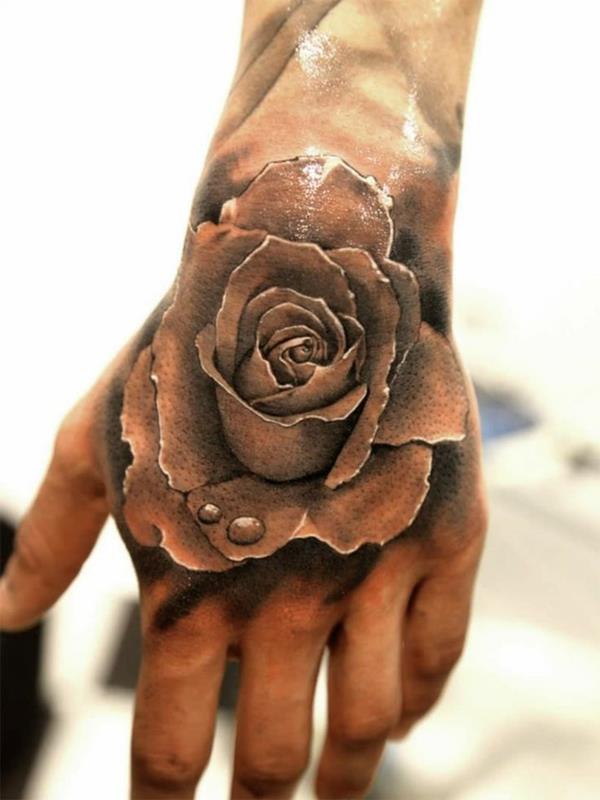 fajne tatuaże 3d kwiat róży tatuaż