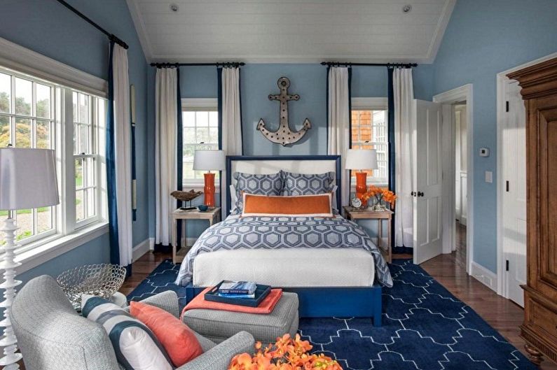 Modrá tapeta v ložnici - barva tapety v ložnici
