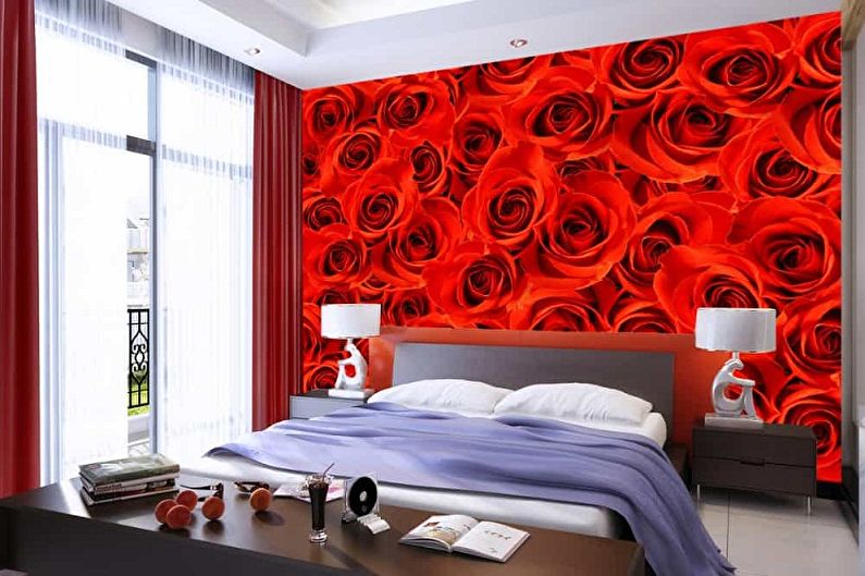 Tapeta červená ložnice - barva tapety ložnice