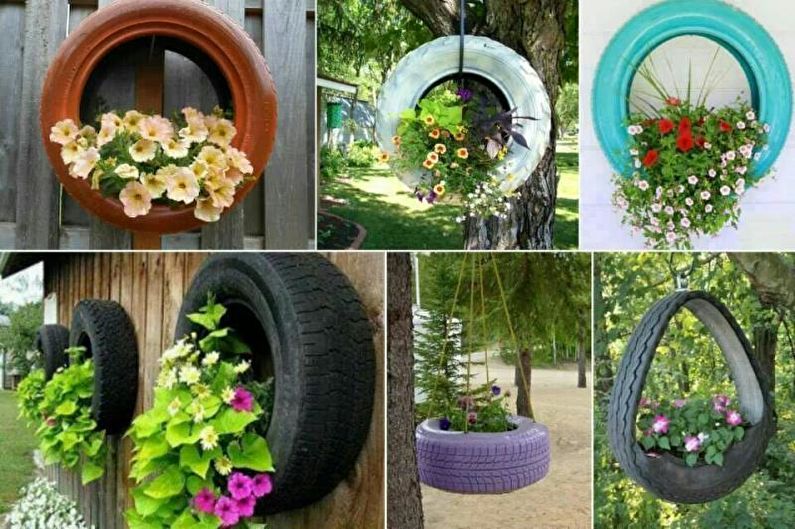 Květiny pro letní sídlo - květinová zahrada v pneumatikách