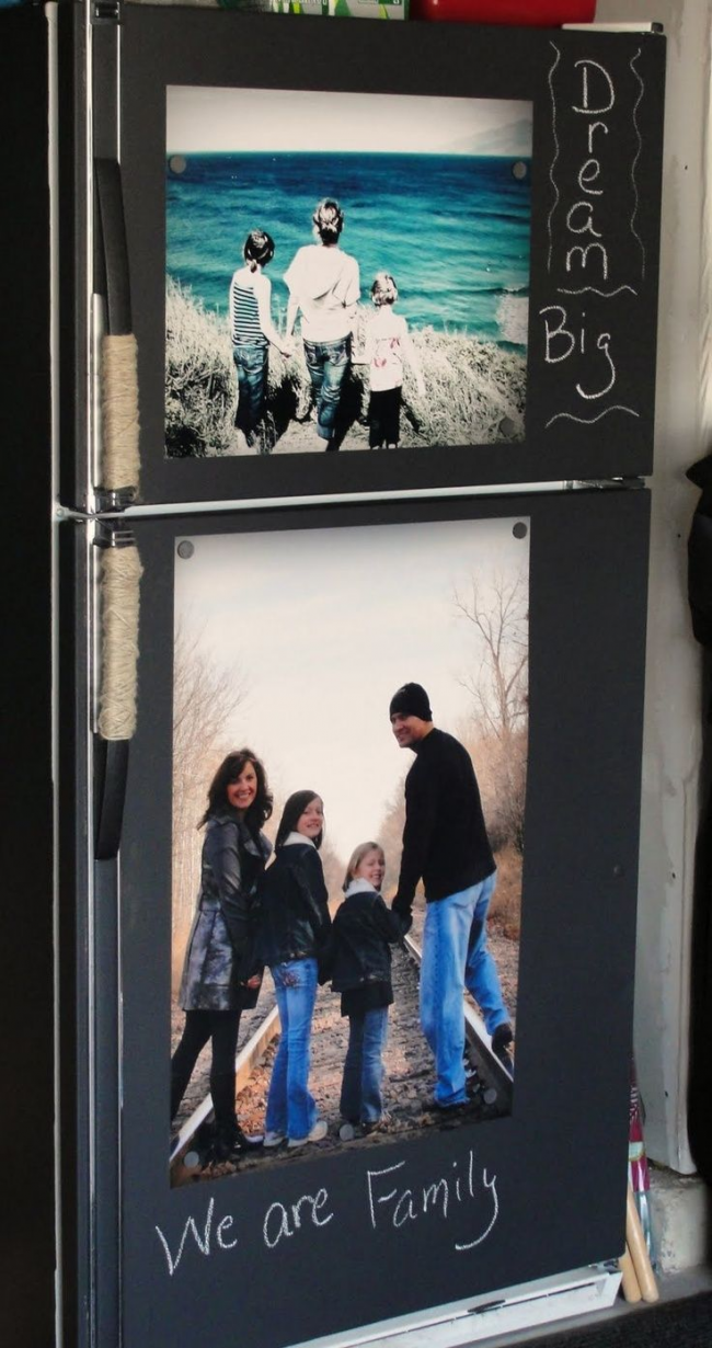 Можете също така да отпечатате семейни снимки върху специална самозалепваща се хартия, създавайки свой собствен уникален дизайн на хладилника