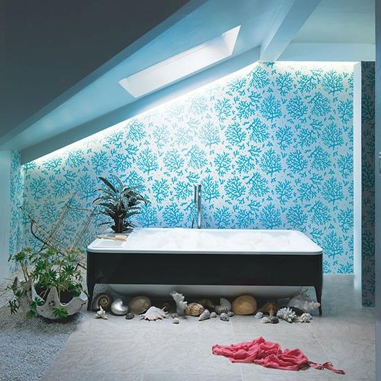 świetliki woda dekoracja ścienna łazienka niebieska nautyczna nowoczesna łazienka