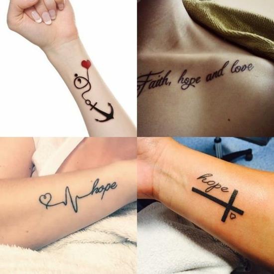 dames croyance minimaliste amour espoir tatouage
