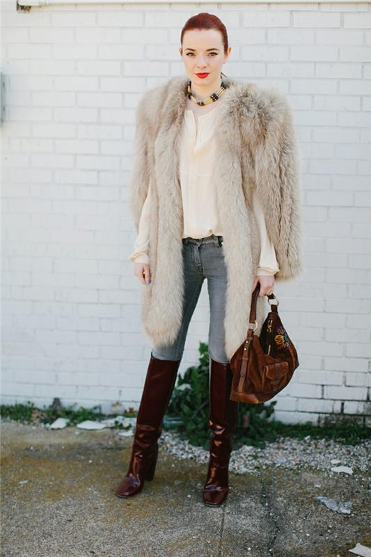 jeans manteau de fourrure dames tous les jours