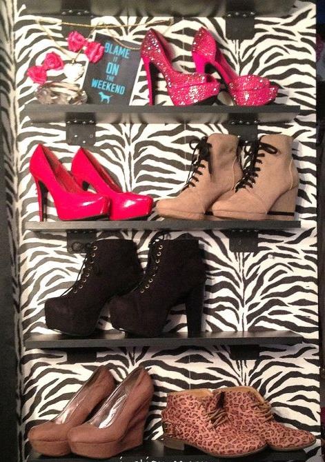 buty damskie wzór zebry półki stojak na buty