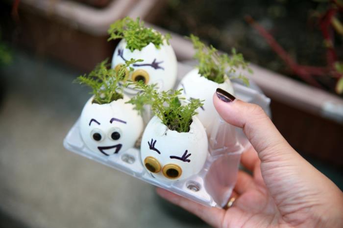 zrób sobie dekorację skorupki jajek rośliny twarze pomysły na dekoracje wielkanocne