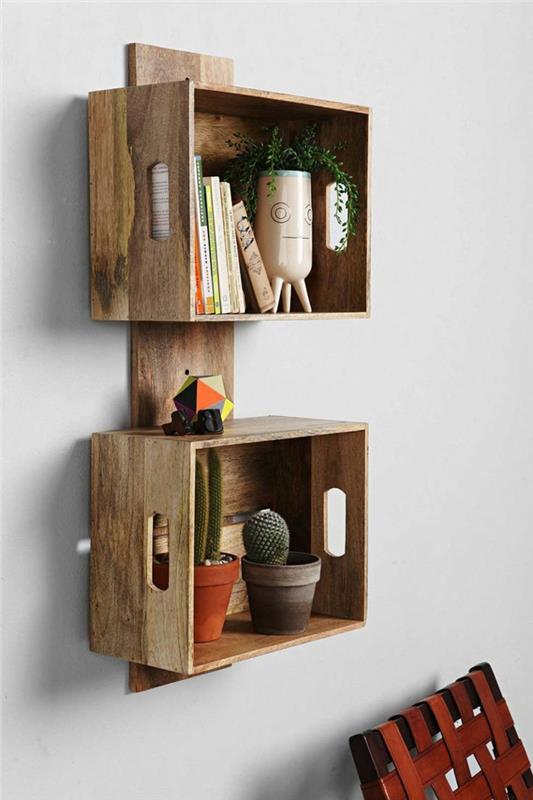 pomysły na dekoracje diy obiekty drewniane pudełka samemu zbuduj półki ścienne