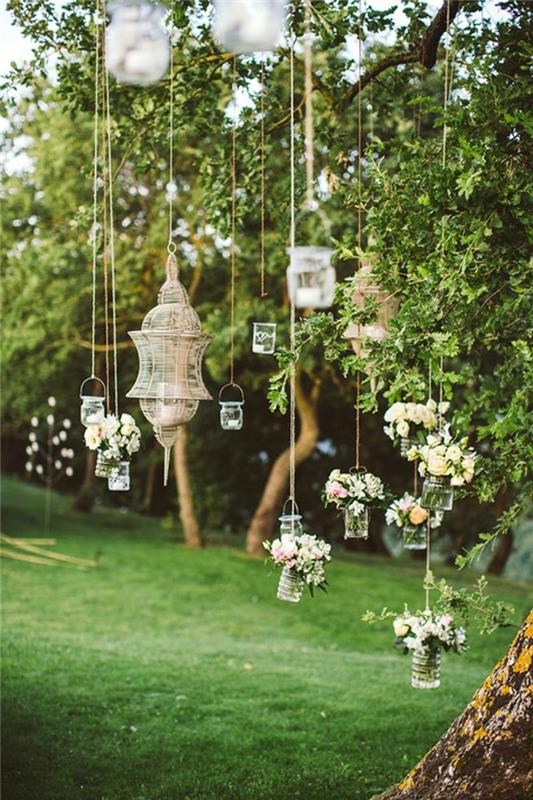 pomysły na dekoracje garden party wiszące latarnie kreatywne pomysły na ogród
