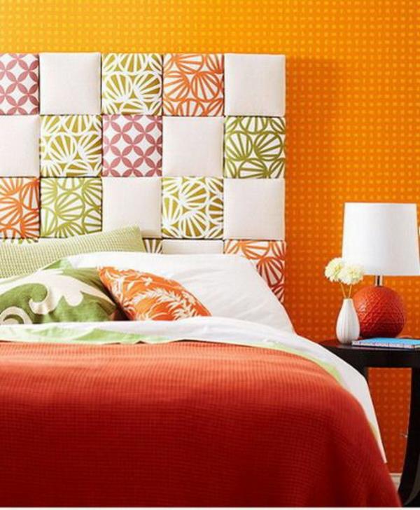 idées déco chambre mur design couleur orange coloré