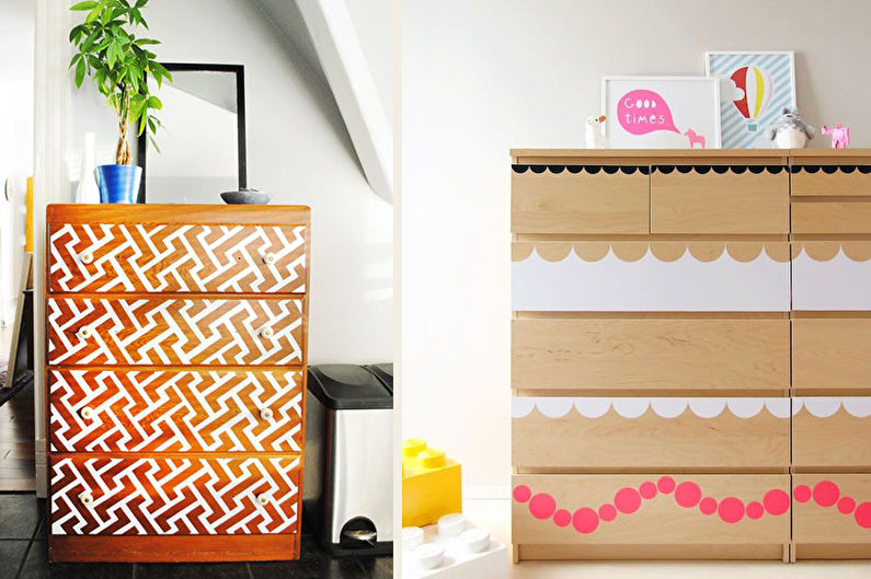 DIY stará skříňová výzdoba - šablony a samolepky
