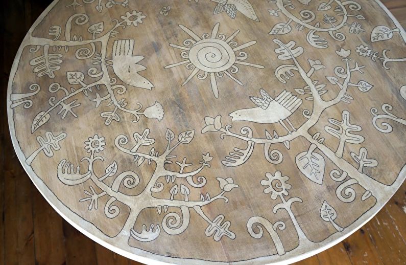 Umělecká malba - DIY starý dekor stolu