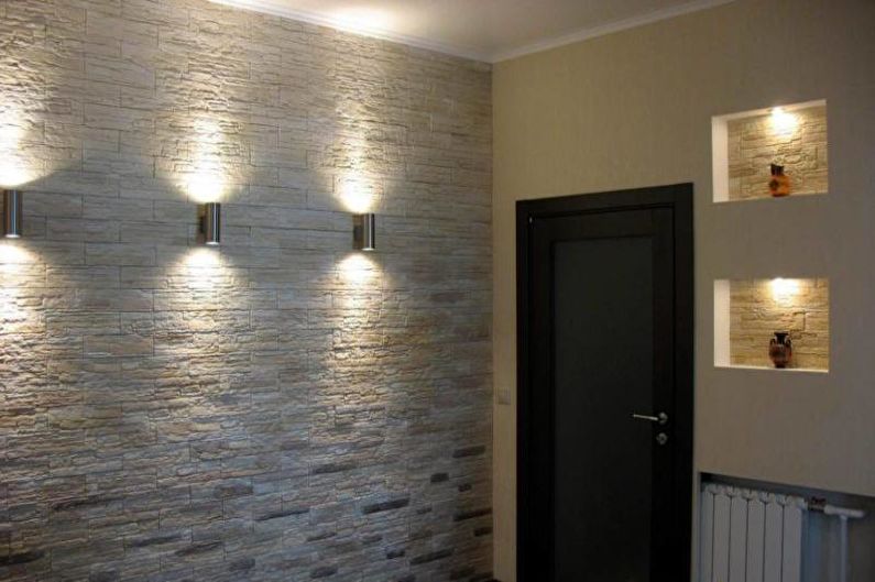 Dekorativní kámen v interiéru chodby - Dekor, doplňky, světlo