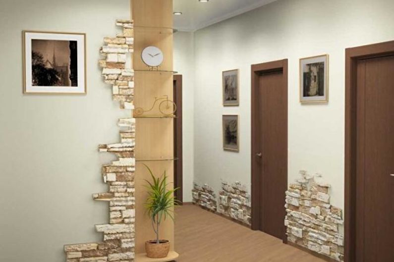 Dekorativní kámen v interiéru chodby - foto
