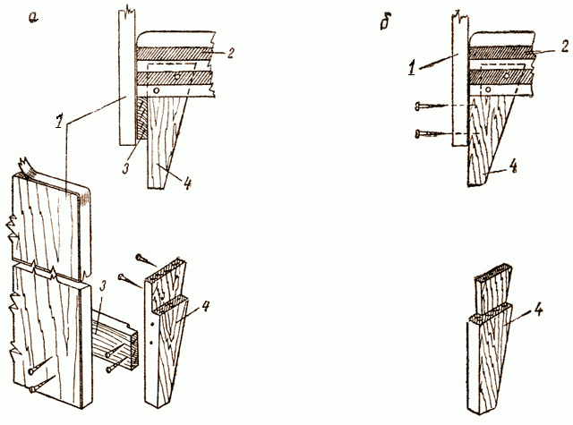 أرجل لأريكة مصنوعة من الخشب: أ) منظر جانبي ؛ ب) عرض في موصل المنظور