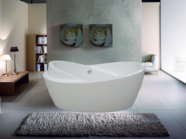 salle de bain design baignoire ovale plan ouvert