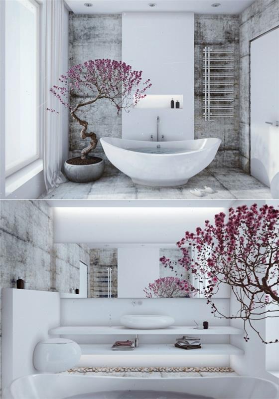 salle de bain design zen bonsaï nature