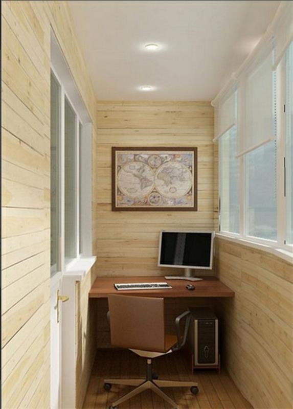 balcon design projets idée revêtement mural en bois bureau lumineux