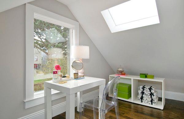 designerskie biuro parsons biurko białe światło na tarasie na dachu!