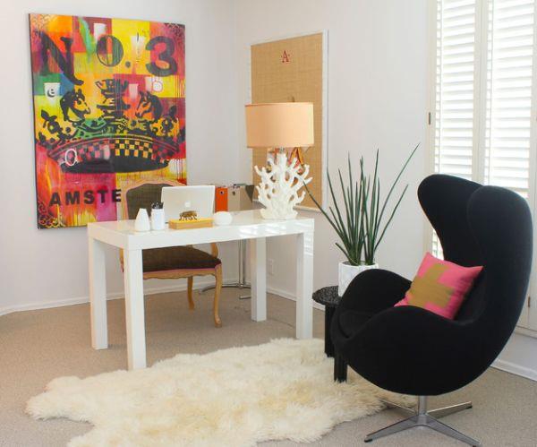 designerskie biuro parsons biurko biały mural fotel