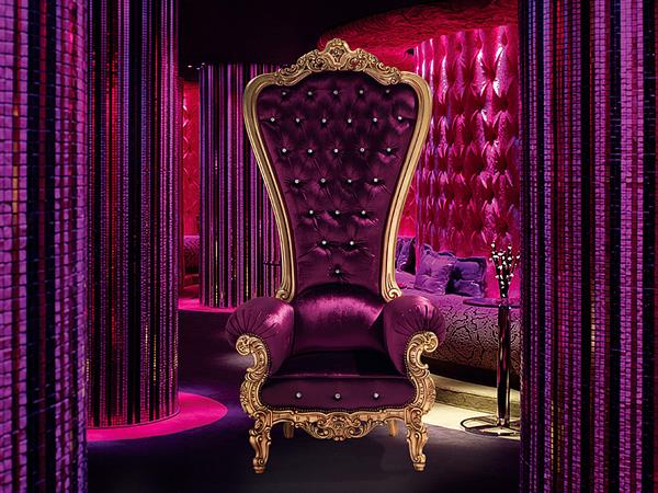 fauteuil trône design velours caspani violet