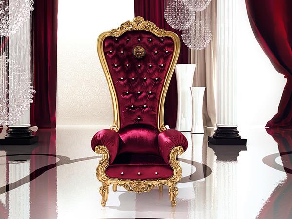 fauteuil trône design velours caspani velours rouge
