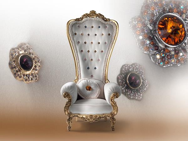 fauteuil trône design velours caspani blanc gemme