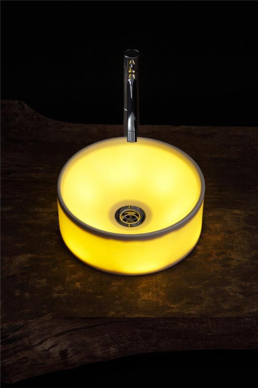 vasque design ronde led illuminée en céramique jebiga