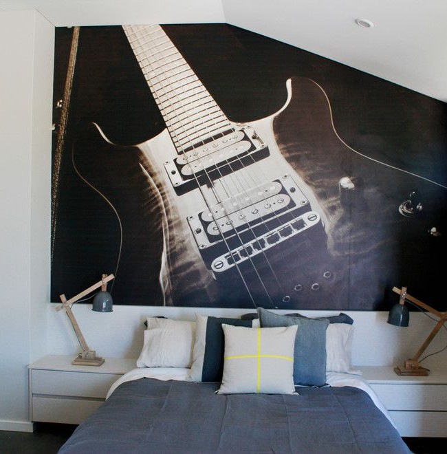 Rostoucí hudební fanoušek bude tímto designem svého pokoje potěšen.