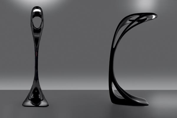 le lampadaire moderne design futuriste noir brillant