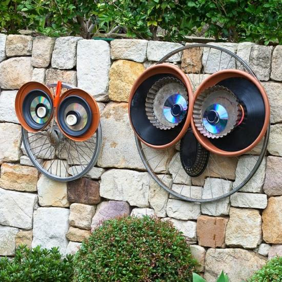 DIY dekoracje ogrodowe sowy pomysły na upcykling